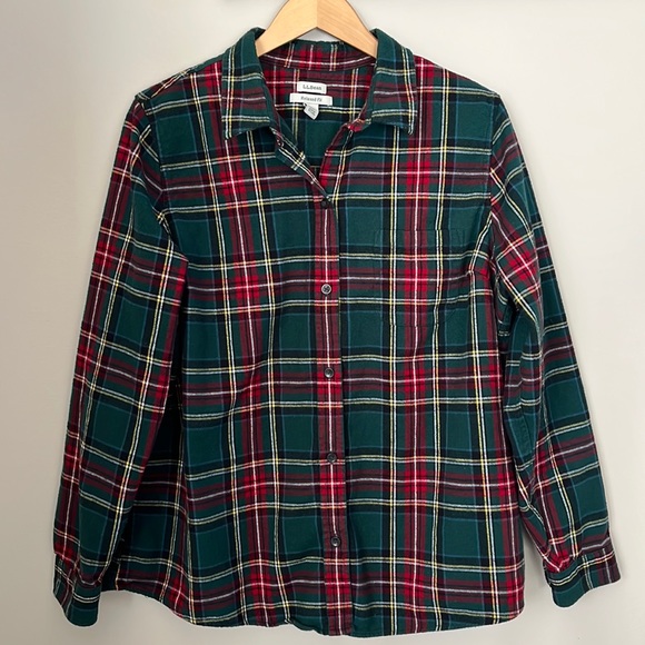 LL Bean Plaid Flannel Shirt size 1X - Picture 1 of 6